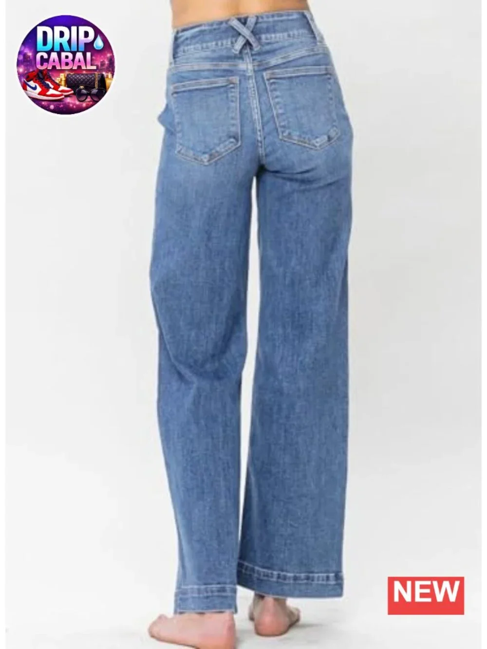 High Waisted Wide Leg Straight Jeans Baggy Trendy Denim Pants Slanted Pockets